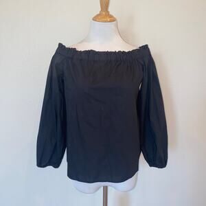 J Crew Black  Long Sleeve Off The Shoulder Top G2654 size 6